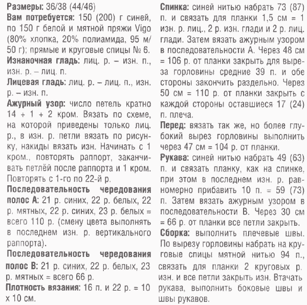 Ажурный пуловер - описание