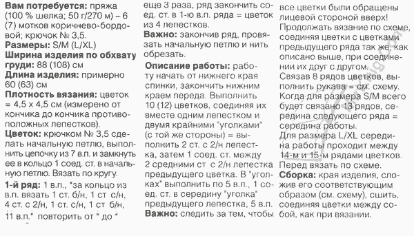 Летний женский пуловер крючком - описание