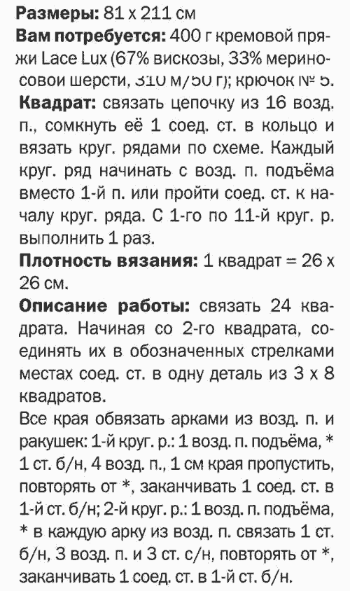 Палантин крючком - описание работы