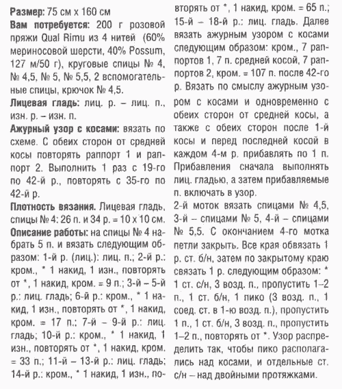 Ажурный бактус спицами описание вязания