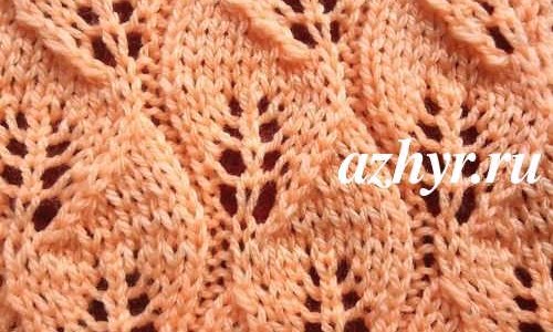 № 100 Ажурный узор спицами листочки