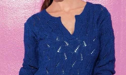 Ажурный узор зигзаг спицами