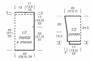 Пуловер с фантазийным узором - выкройка