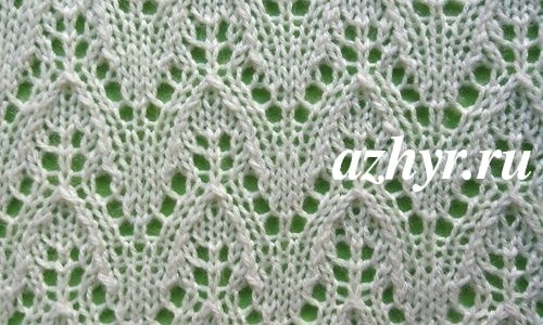 № 138 Схема вязания ажурного узора листья спицами
