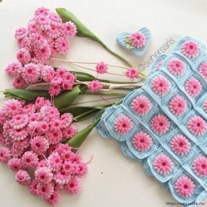Квадратный мотив для пледа крючком