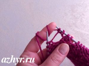 Двойной накид провязанный с изнаночной стороны лицевой и лицевой скрещенной