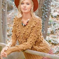 Ажурные шишечки спицами - узор для пуловера